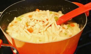 Homemade chick fil a chicken noodle soup